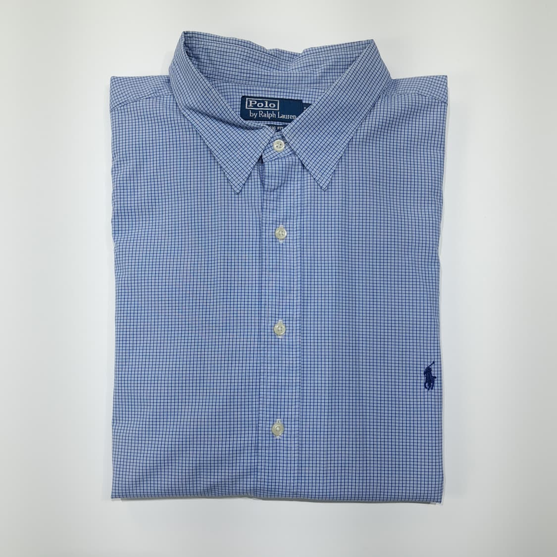 CL252 3XLT 폴로 00s 코튼 마이크로체크 블루 셔츠 남방 상품이미지7