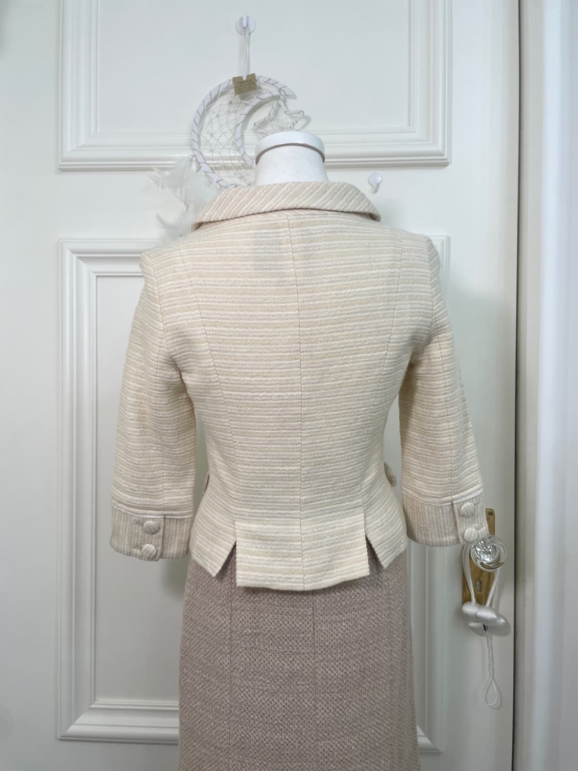 BARBIE ivorybeige collar pocket tweed li 상품이미지5