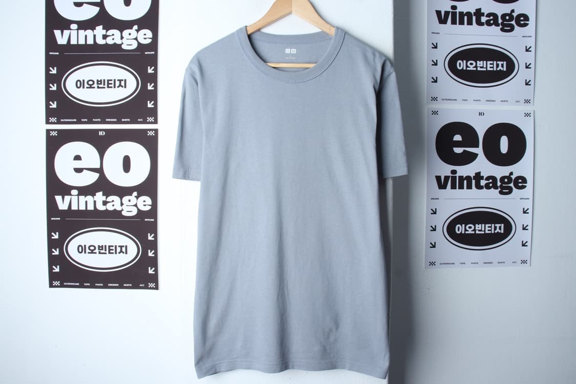 (L-XL) 유니클로 반팔 티셔츠 U라인 블루 무지 헤비-H3H33751 상품이미지2