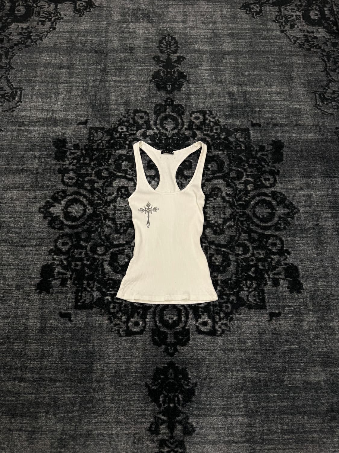 Moussy cross lettering ribbed sleeveless 상품이미지1