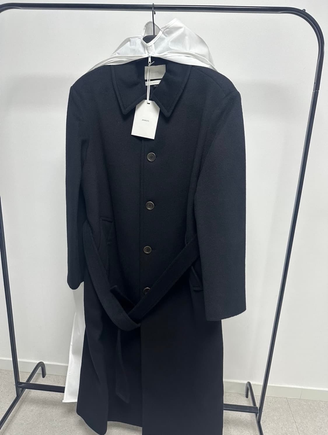 Mens Single Breasted Long Coat, Black 상품이미지2