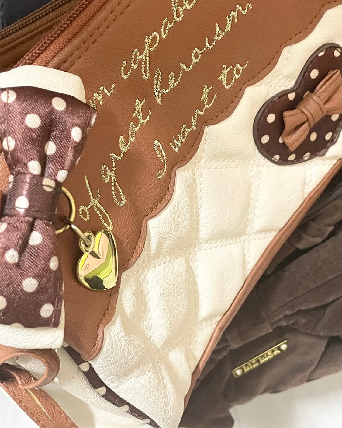 (급전)핀터깔 라떼갸루 초코 쿠키 도트 리본 퀄팅 크로스백 희귀 히메카지 상품이미지2