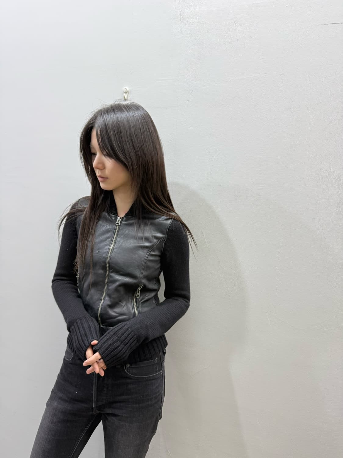 아르마니 레더&니트 크롭 투웨이 집업 상품이미지3