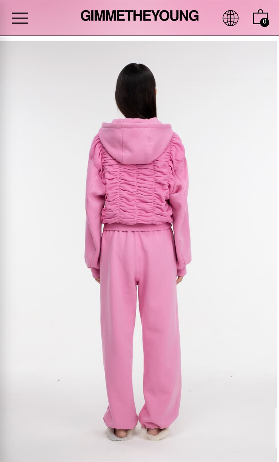 (새상품) 김미더영 셔링 크롭 후드집업 상품이미지2