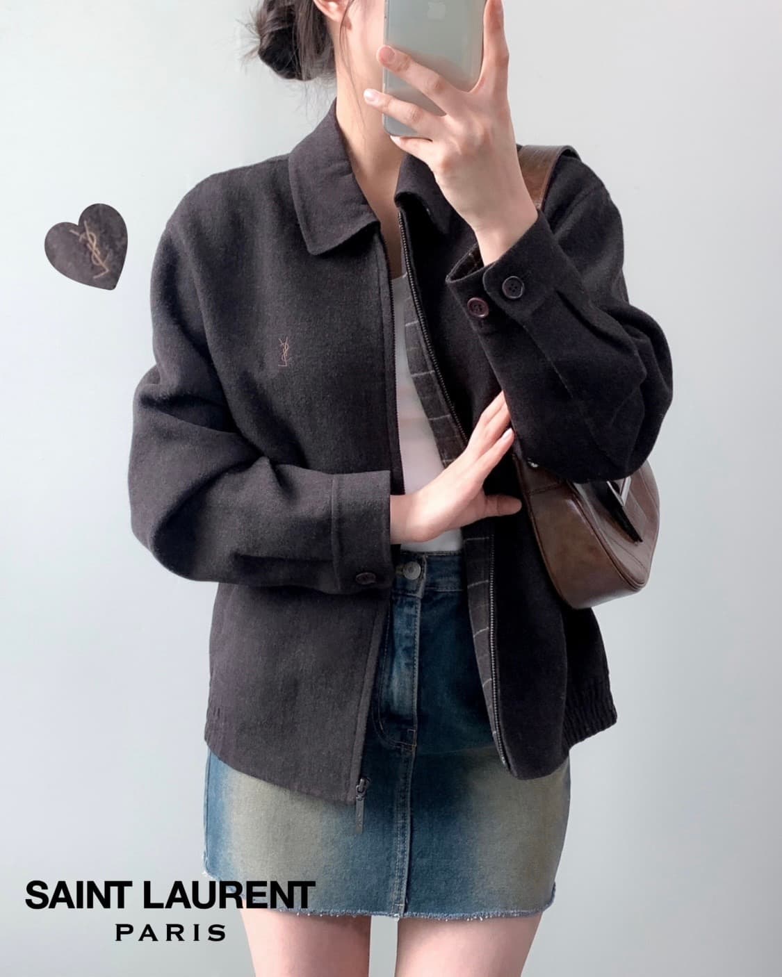 입생로랑 브라운 모직 자켓 상품이미지1