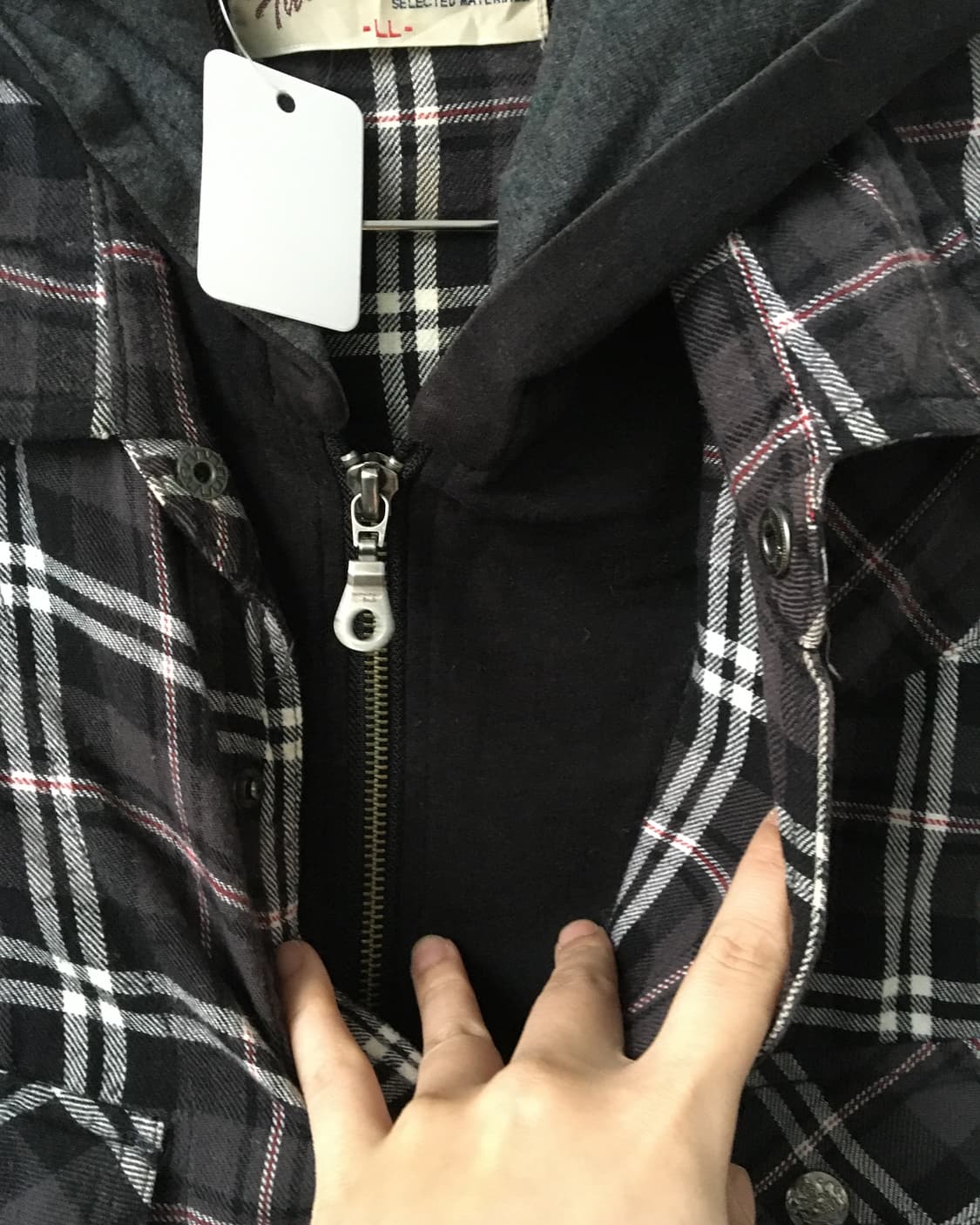 Hood layered check pattern shirt 상품이미지4