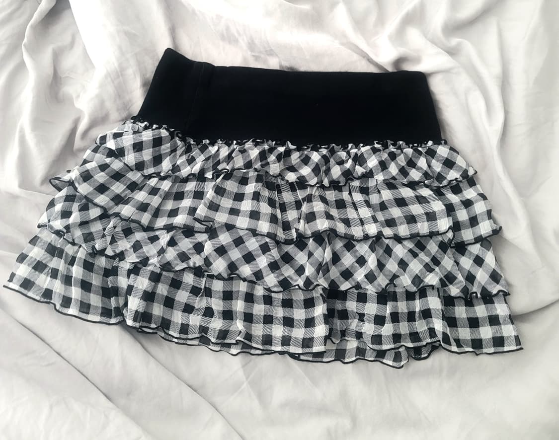 COLZA 빈티지 체크 골반 스커트 상품이미지1