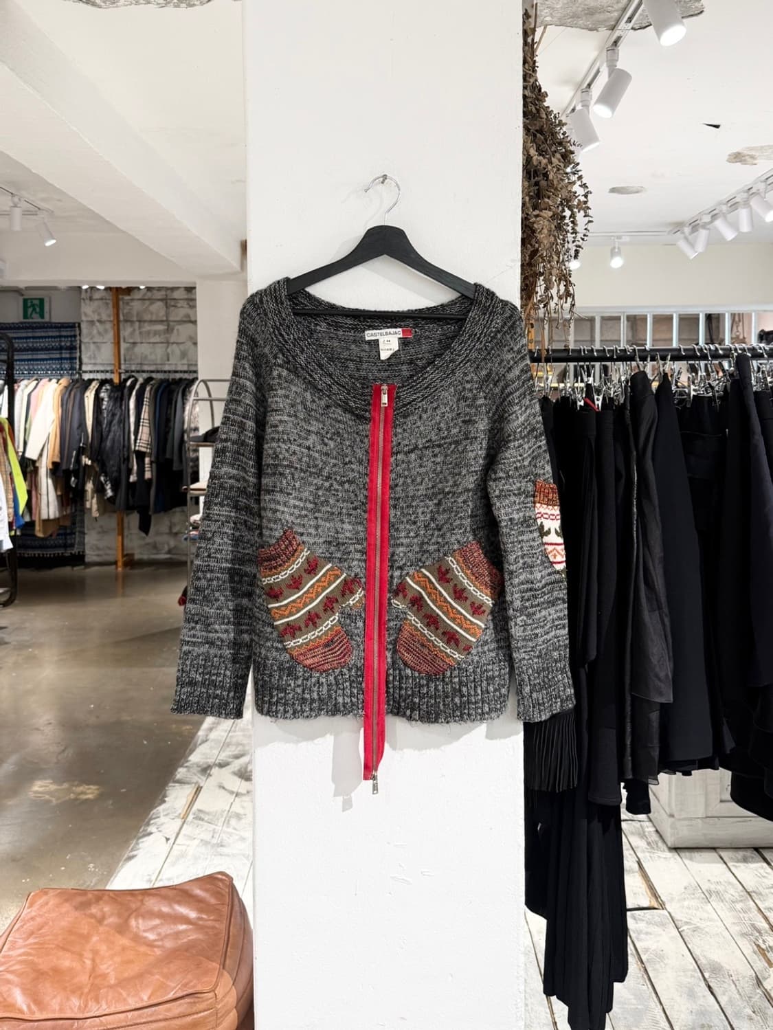 카스텔 바작 그레이 미튼 포켓 집업 가디건 상품이미지1