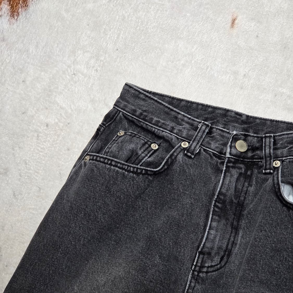 빈티지 그레이 워싱 와이드 데님 팬츠 상품이미지2