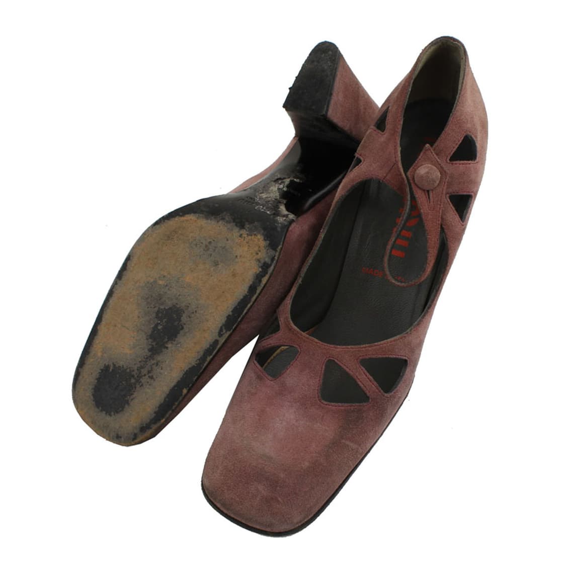 미우미우 바이올렛 스웨이드 앵클 펌프스(35) 상품이미지4