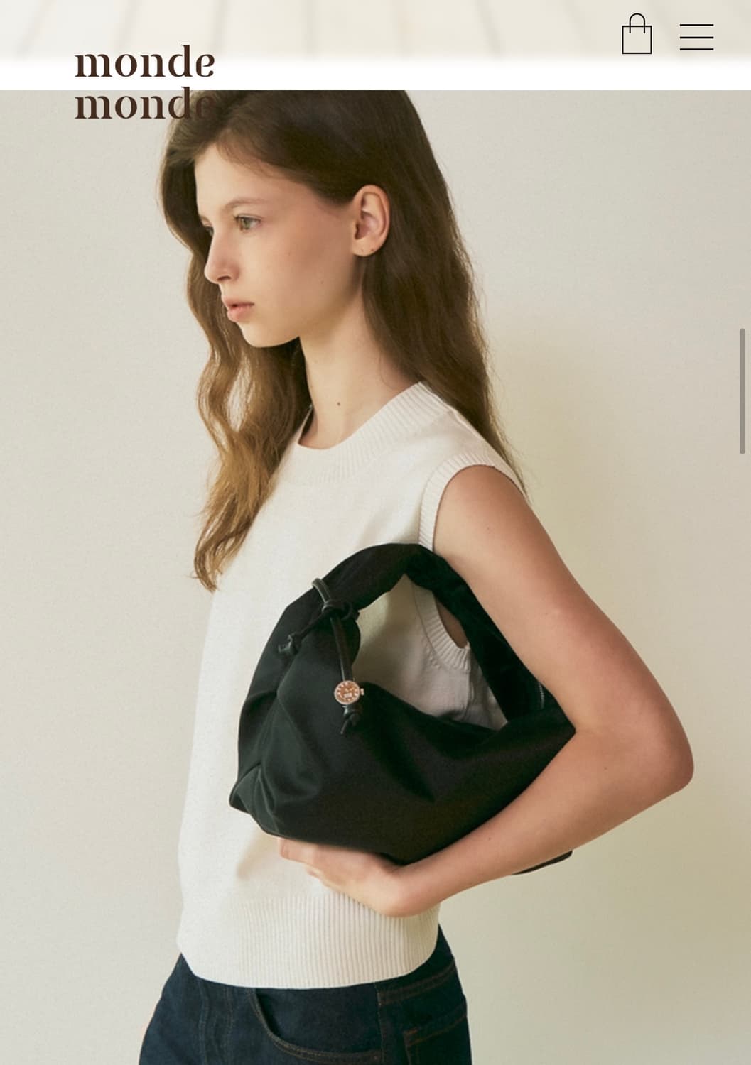 몽드몽드 Clock nylon tote bag Black 상품이미지5