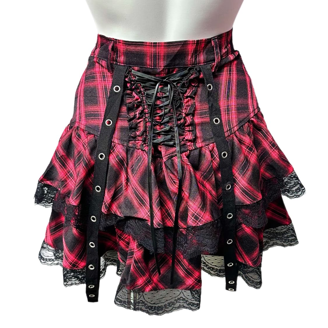 고딕 펑크 코르셋 체크 스커트 상품이미지1