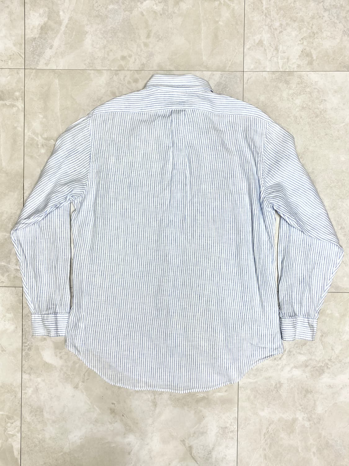 브룩스 브라더스 린넨 스트라이프 옥스포드 셔츠 스카이 블루 슬림핏 L 상품이미지3