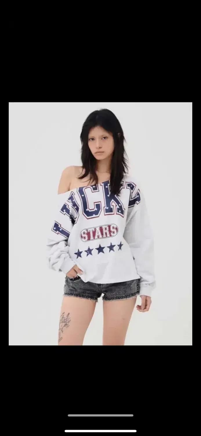 익스파이어드걸 럭키 스타 스웻셔츠 아이보리 상품이미지2