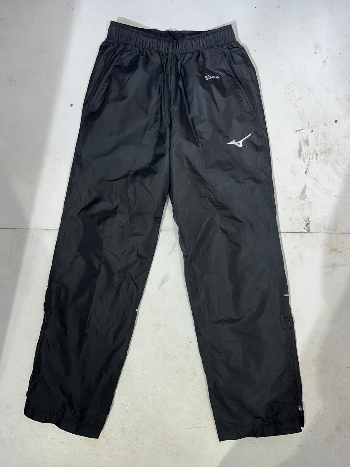미즈노 블랙 와이드 화이트 로고 트랙 팬츠 S 상품이미지4