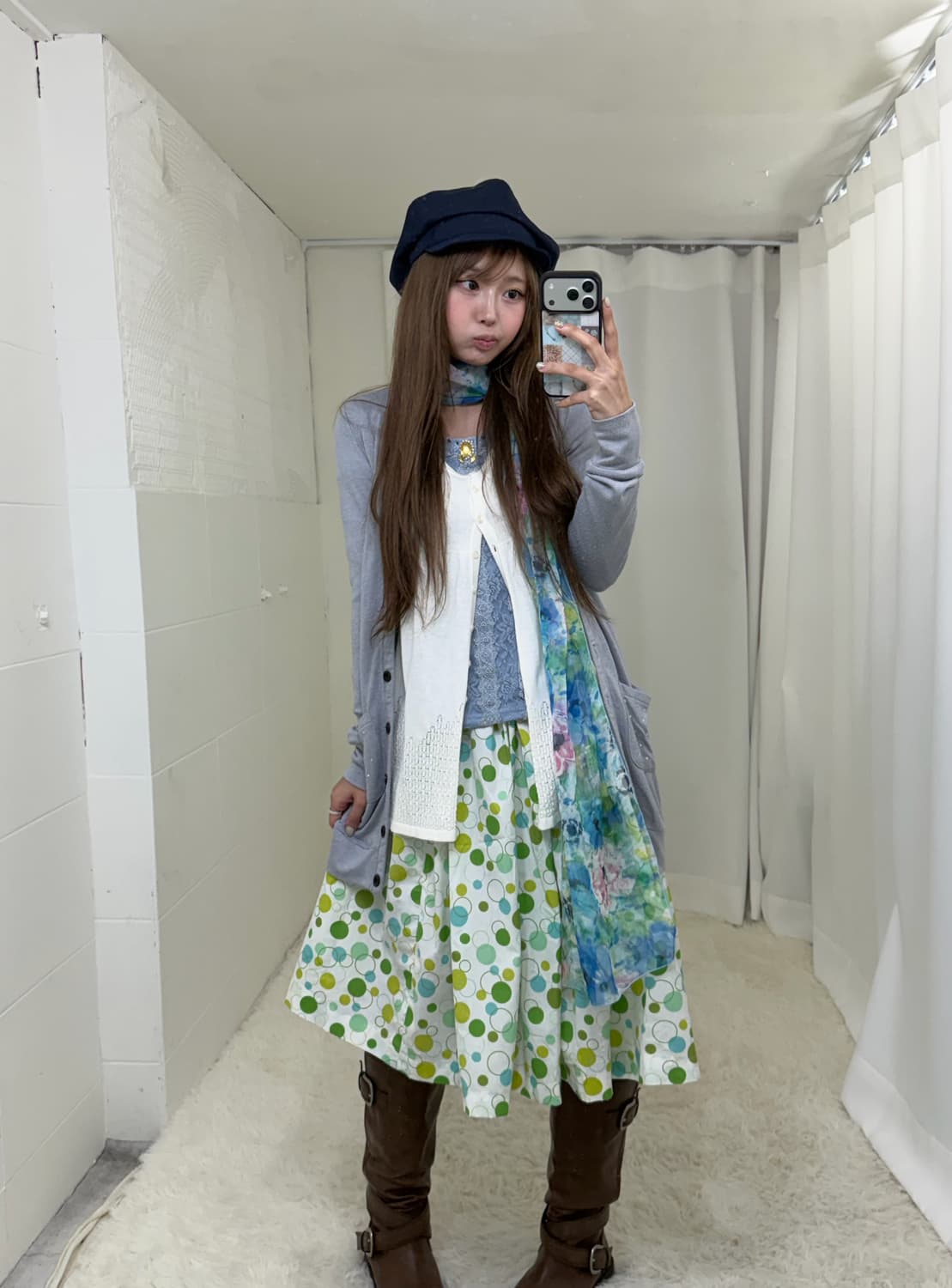 엑시즈팜 블루 연두 하구미 니혼진 도트 컬러 코디세트 상품이미지1