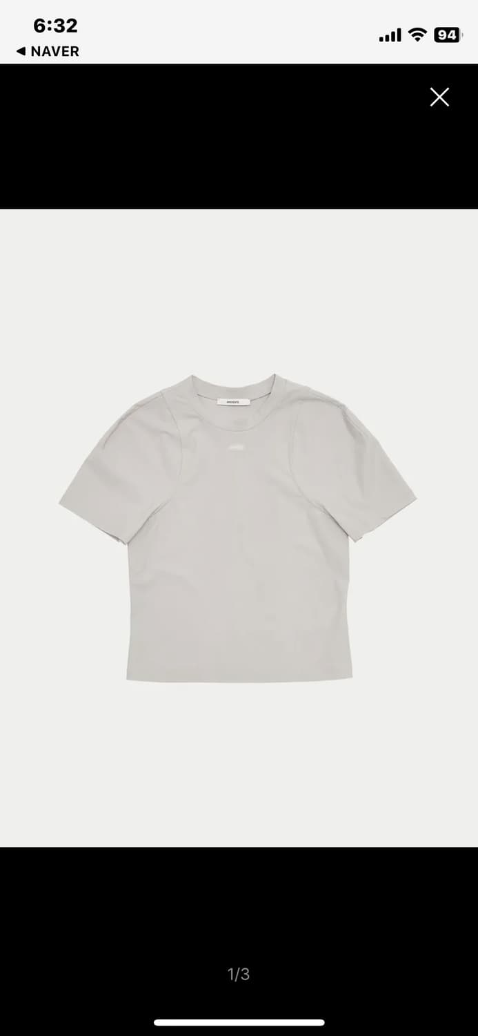 아모멘토 SLIM FIT LOGO TOP 레이어드 반팔 상품이미지1