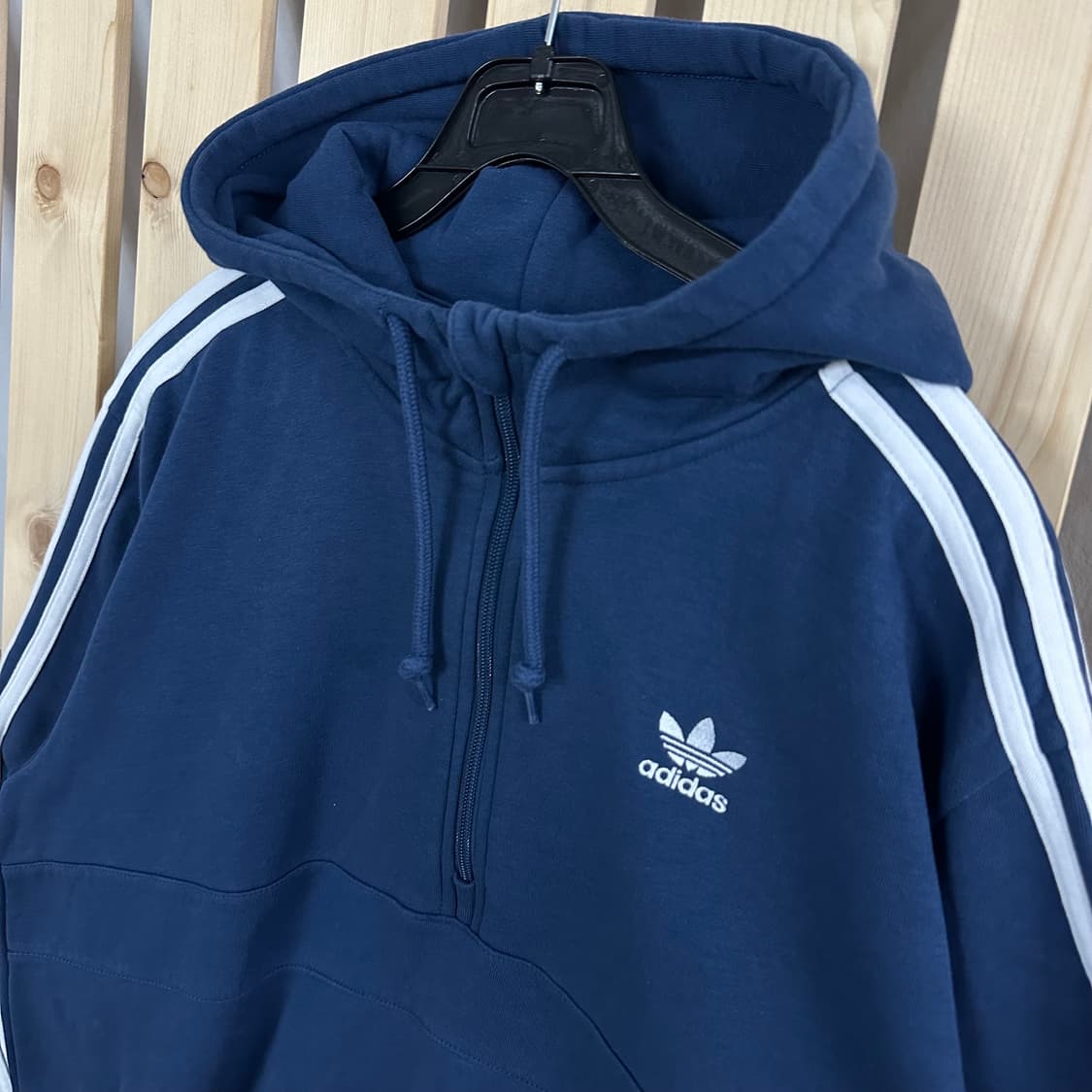 (L) 아디다스 블루 반집업 후드티 상품이미지4