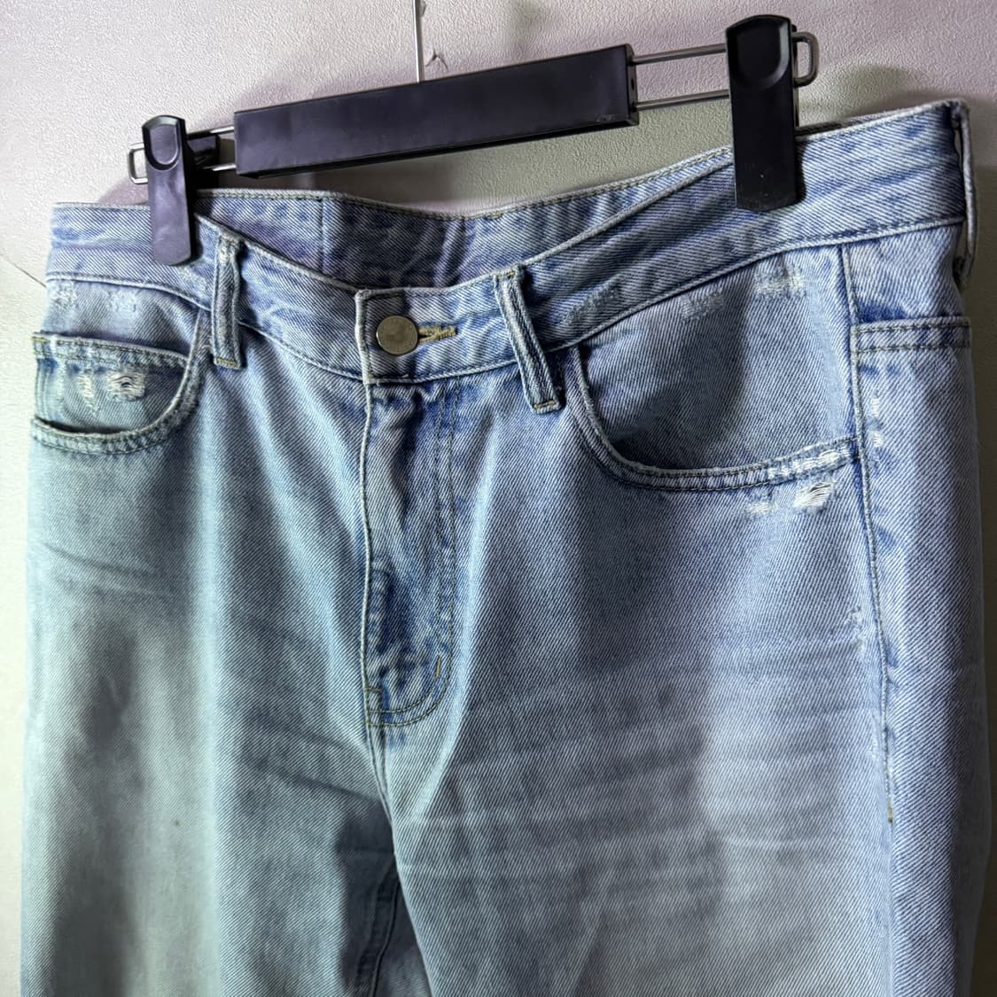 솔리드옴므 가죽패치 남성 연청 데님팬츠 48 (32정도) 상품이미지1