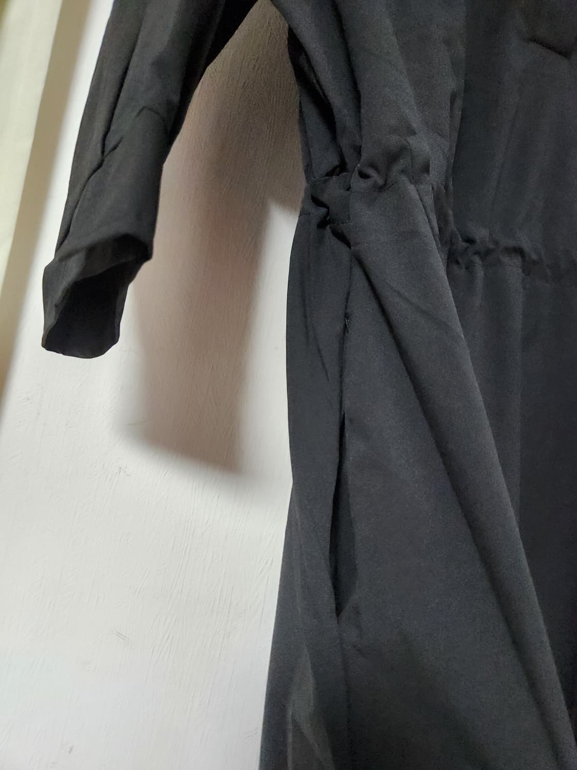 블랙 셔츠형 칠부소매 롱 원피스 트임 77~88 상품이미지5