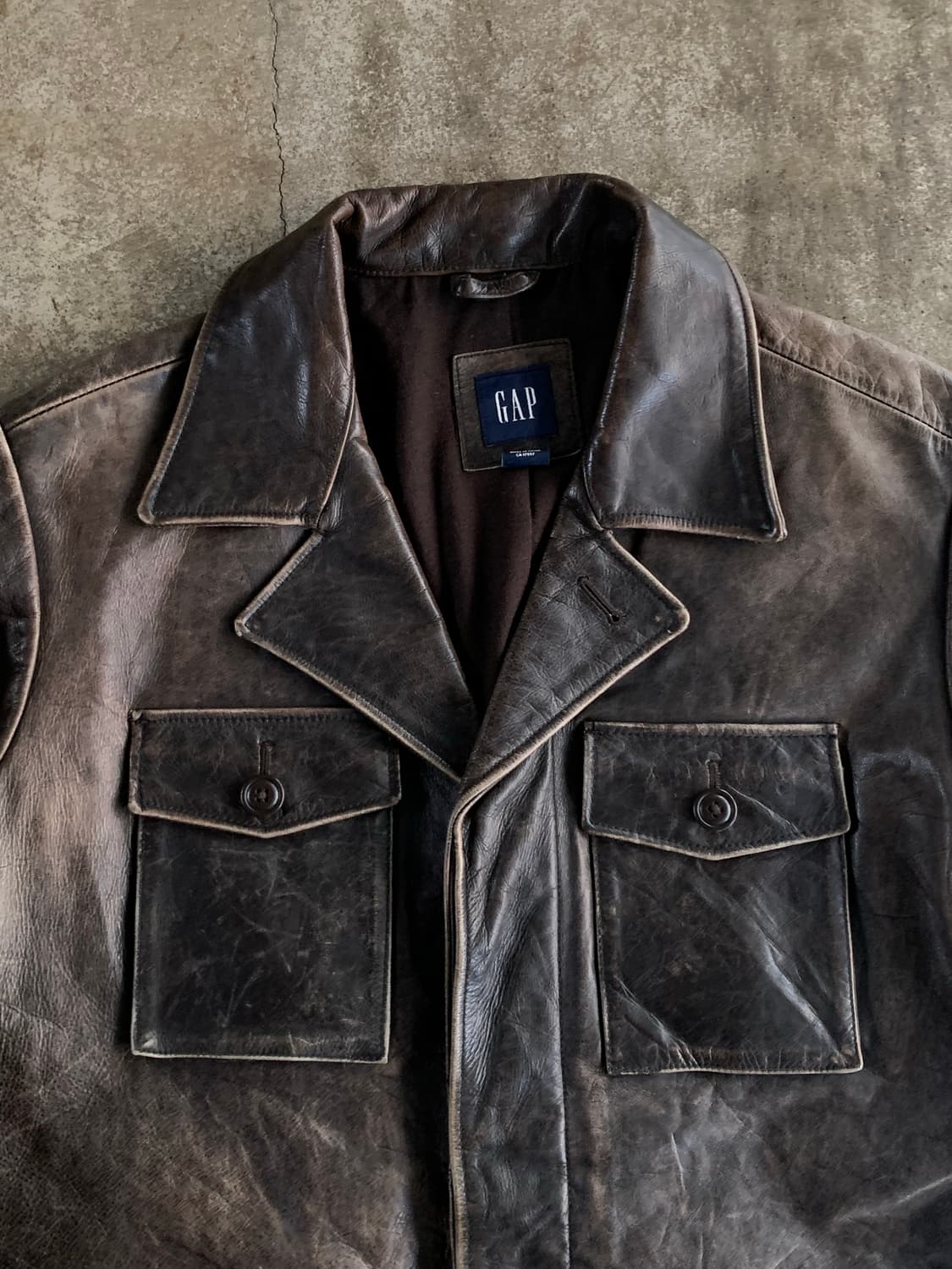 2000s 올드 갭 M-43 모티브 레더 필드 자켓 브라운 상품이미지3