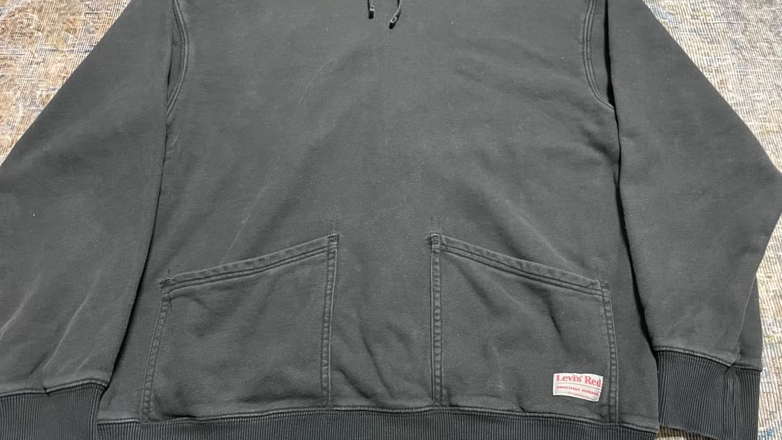 00s 빈티지 워크웨어 Y2K리바이스 레드 블랙 빈티지 워싱 후드티 M 상품이미지6