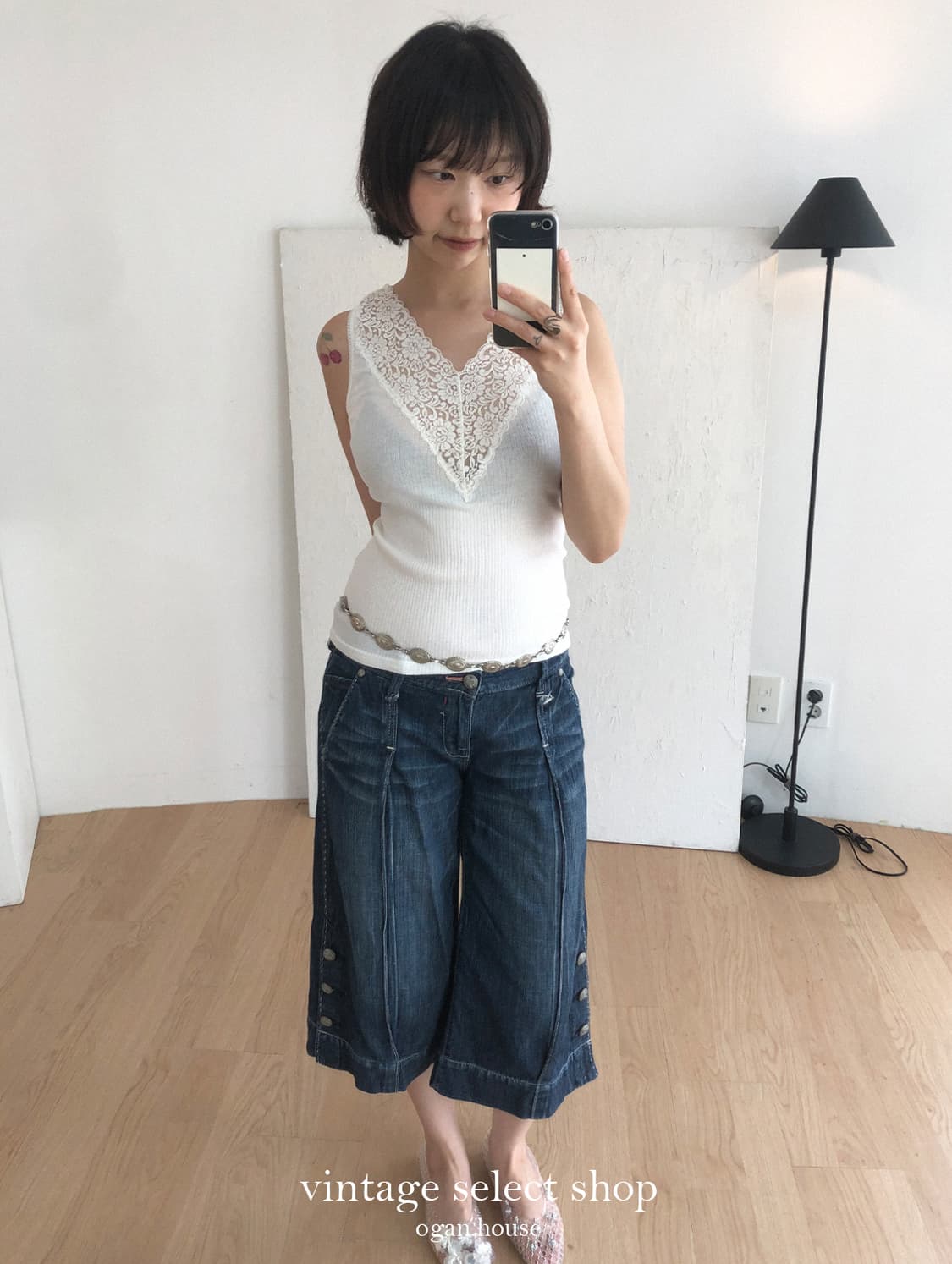 vintage button denim culotte pants 상품이미지7