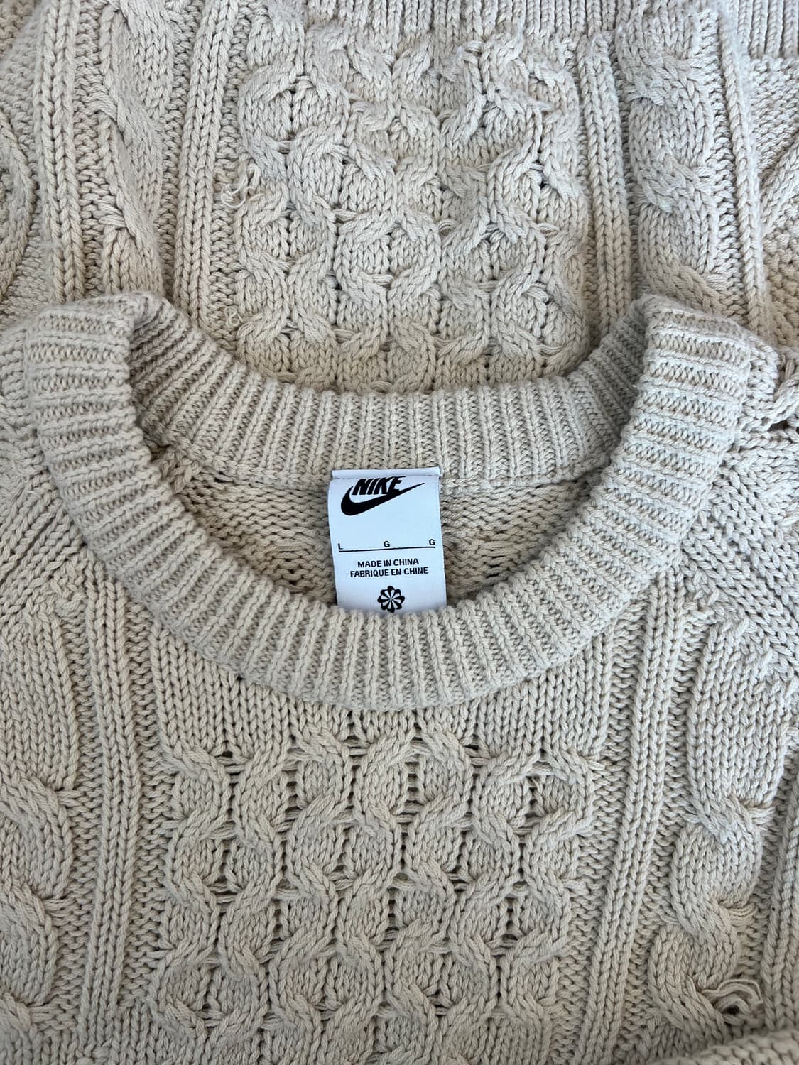 나이키 남여공용 아이보리베이지 라운드니트 케이블니트 상품이미지5