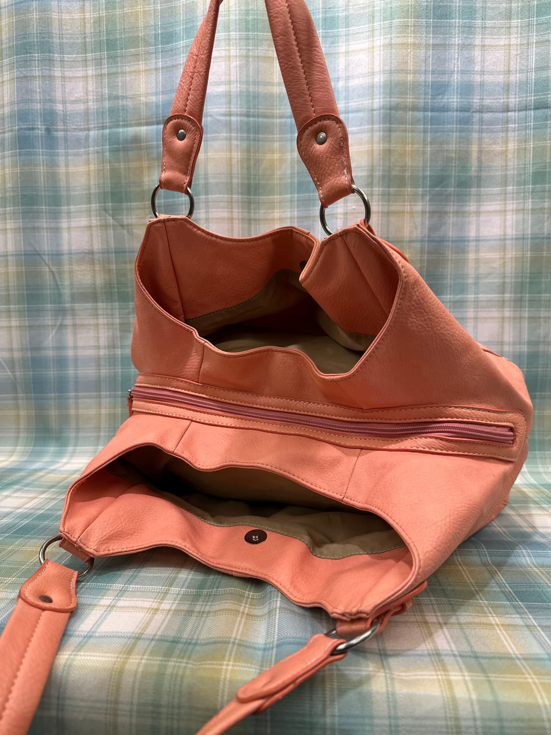 Real Leather Coral Color Handbag 상품이미지3