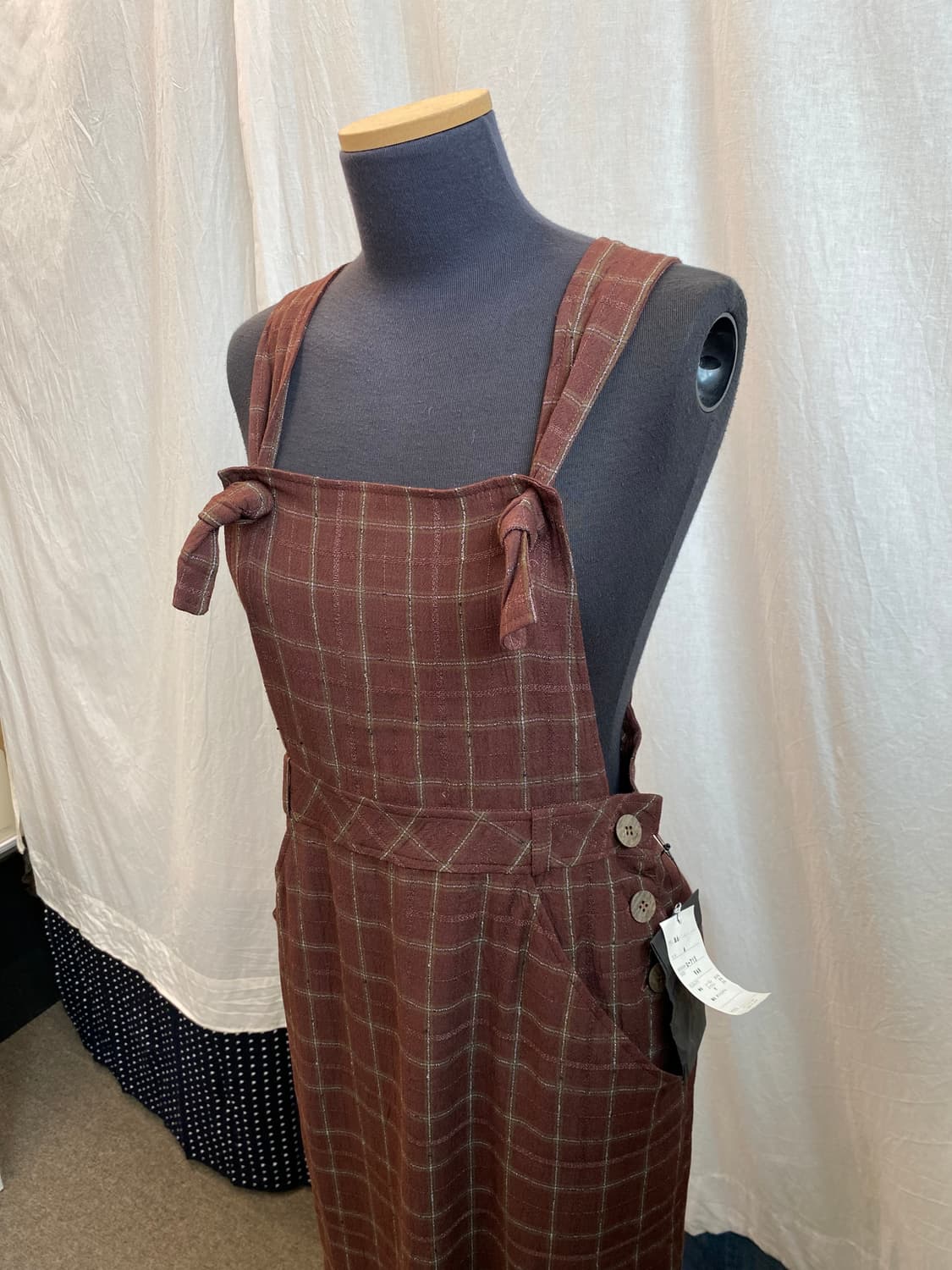 레드브라운 체크 원피스(M/미사용품) 상품이미지10