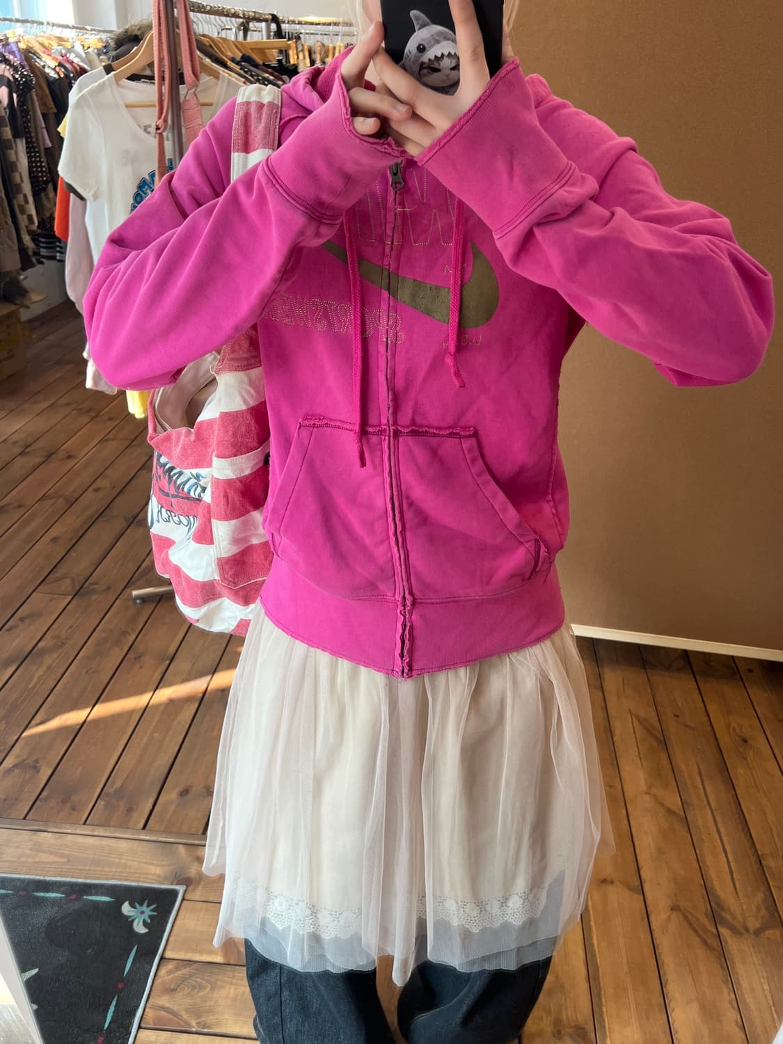 나이키 핫핑크 로고 후드집업 상품이미지1