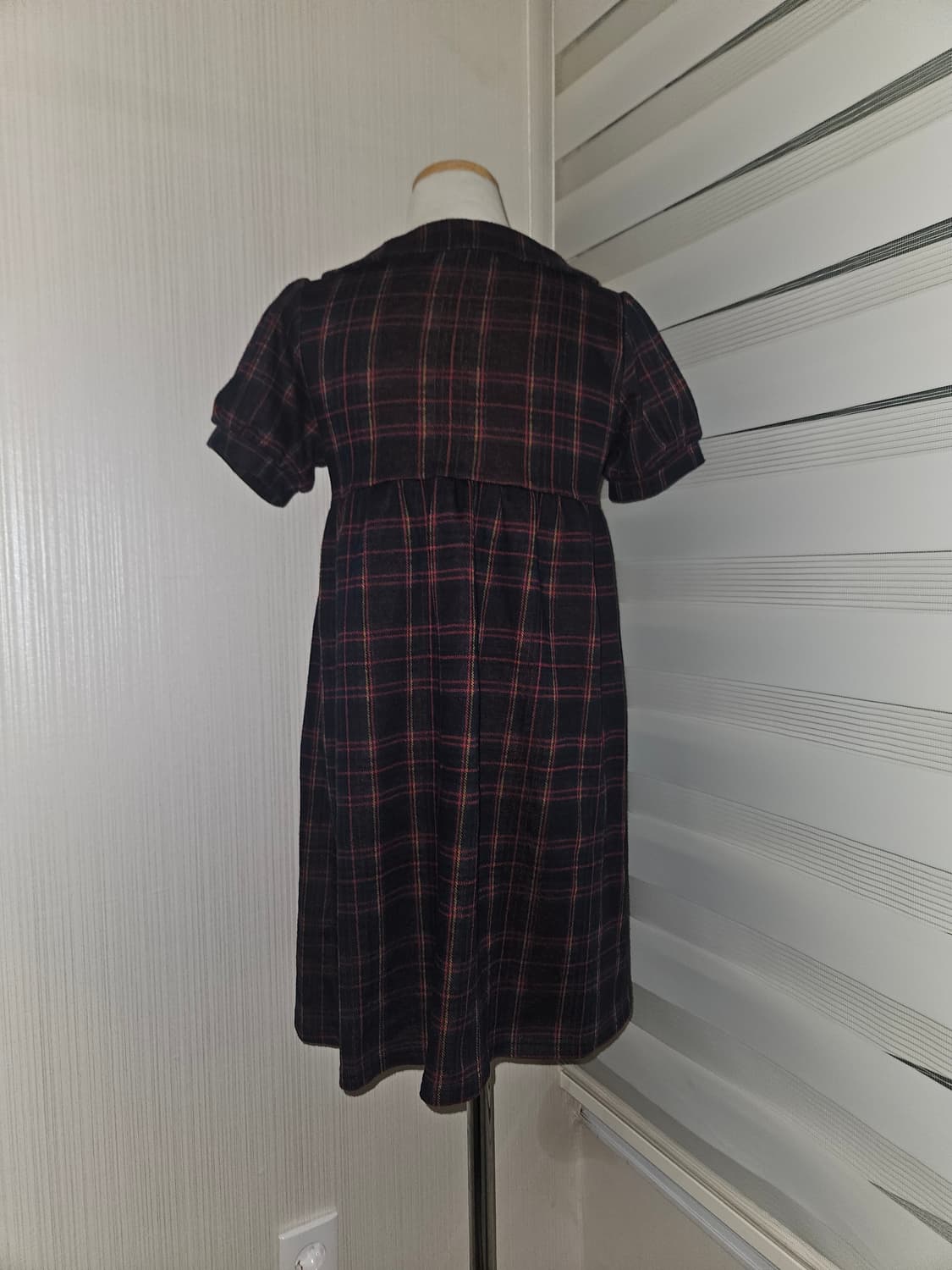 iink 빈티지 플럼브라운 체크 원피스 상품이미지3