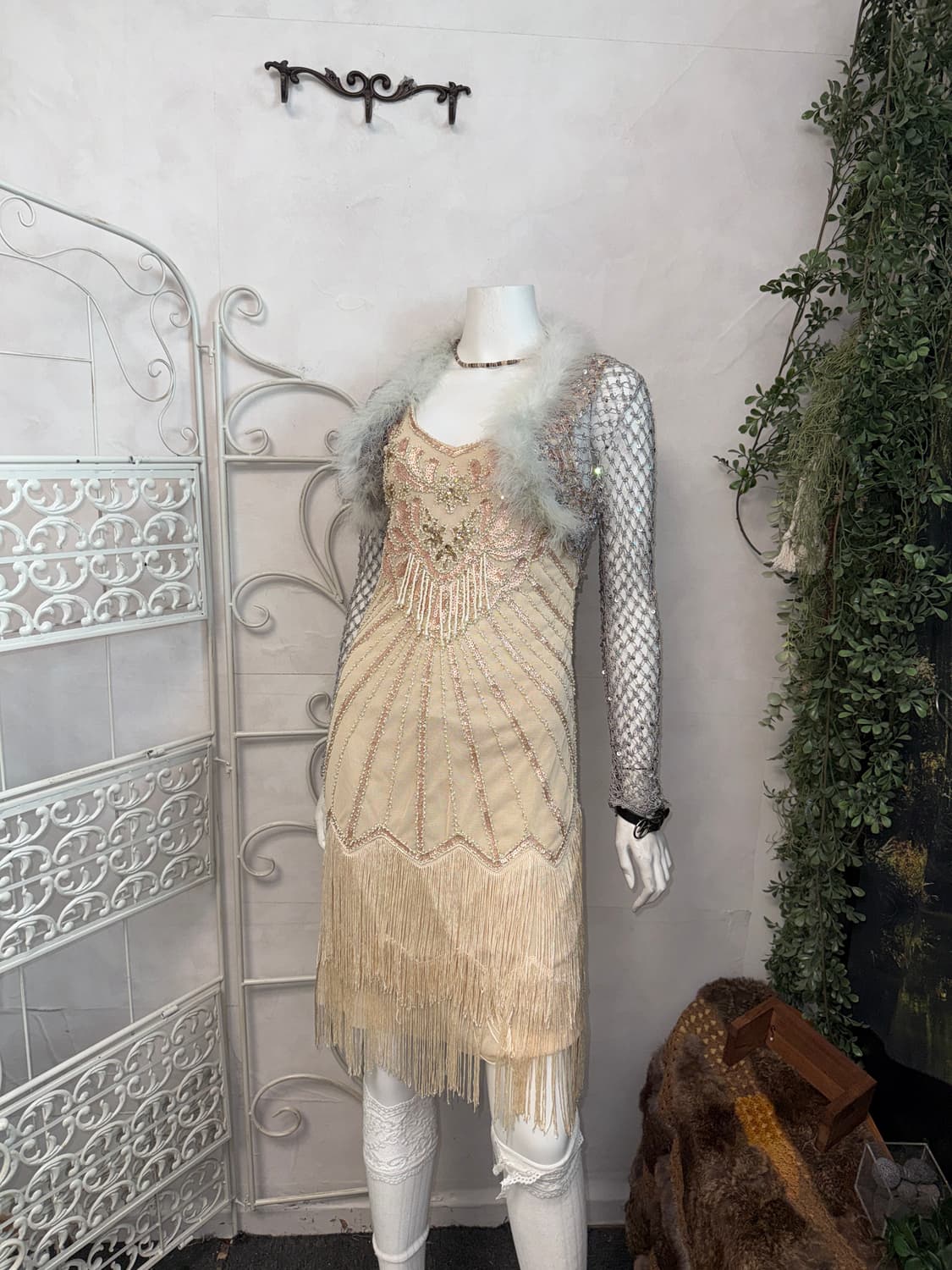 Gray fur trimming spangled net bolero cd 상품이미지4