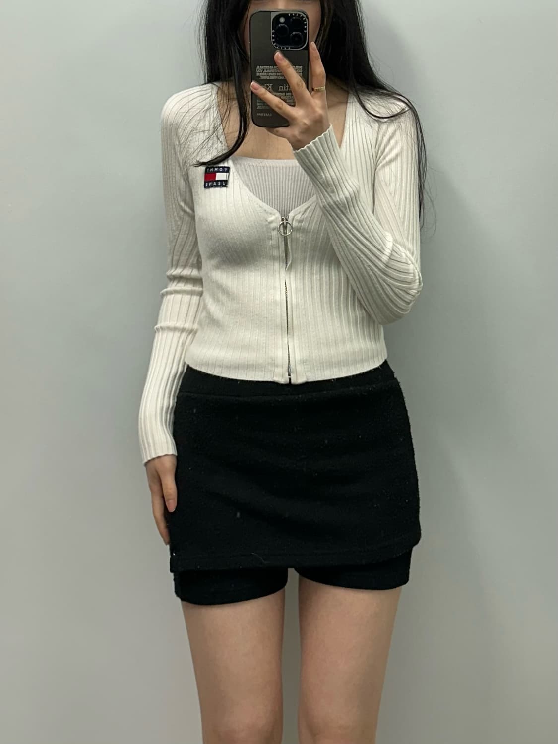 타미힐피거 골지 화이트 니트 집업 상품이미지1