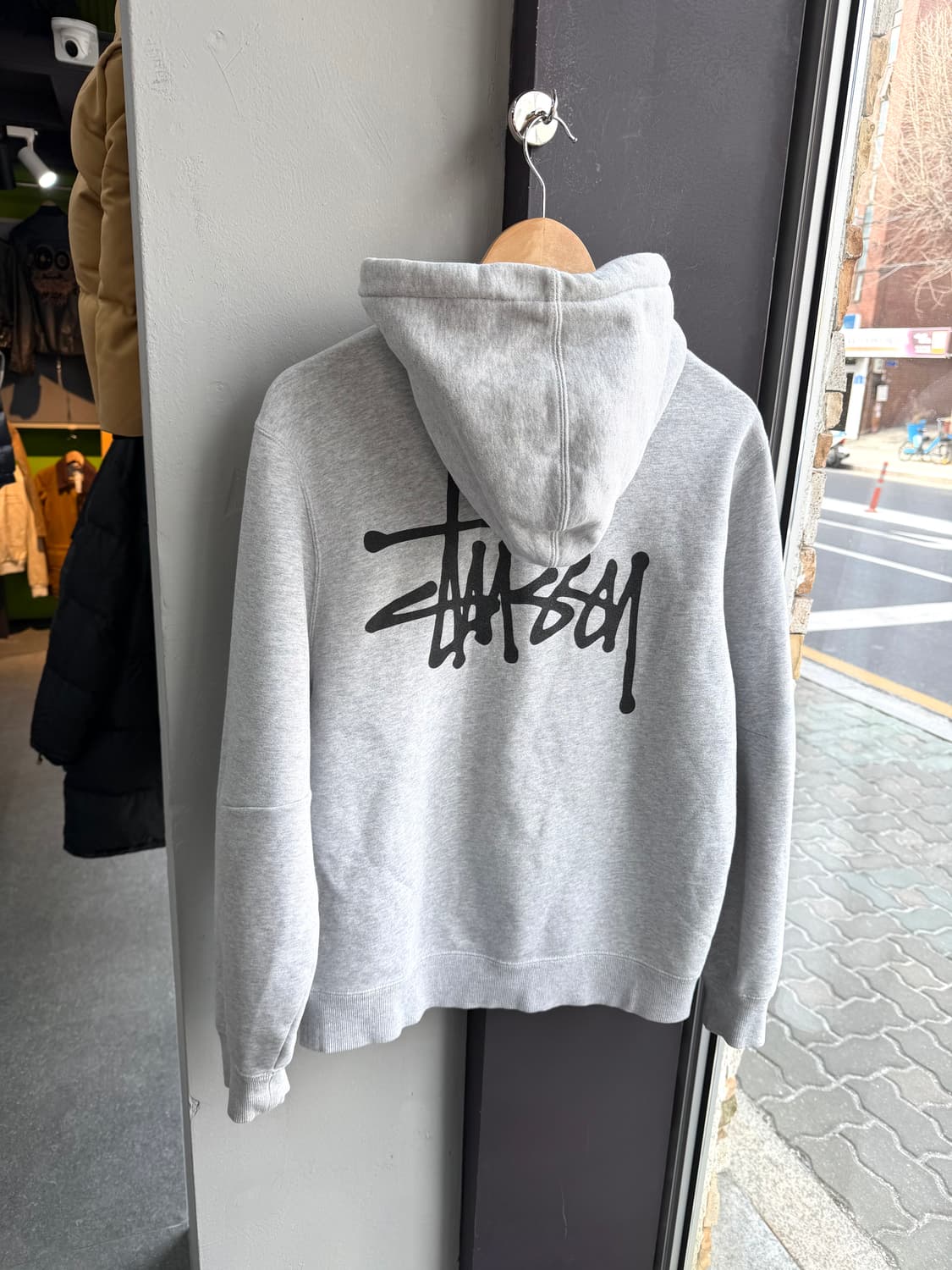 S/ 스투시 베이직 빅로고 기모 후드티 상품이미지8