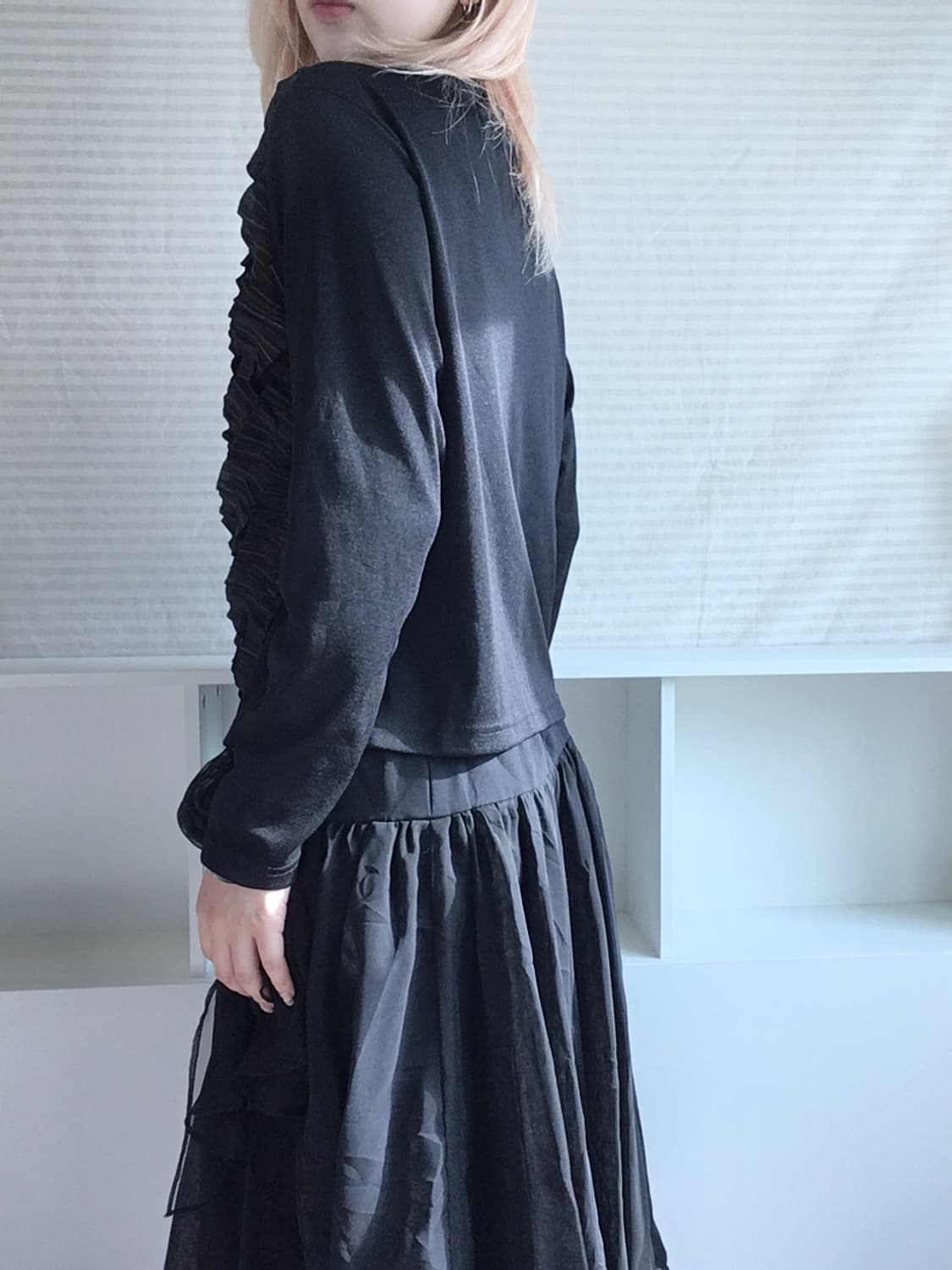 jpn vintage khaki stripe frill pullover  상품이미지2