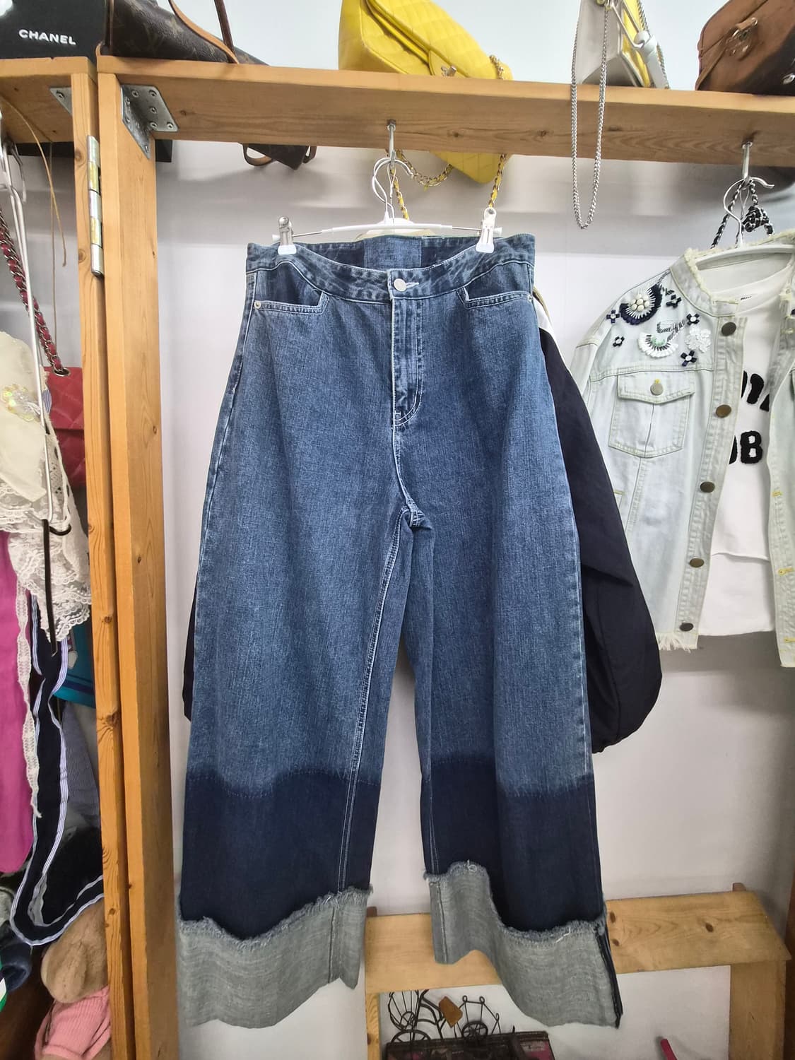 레터링 트렌치점퍼.디자이너 와이드데님 상품이미지7