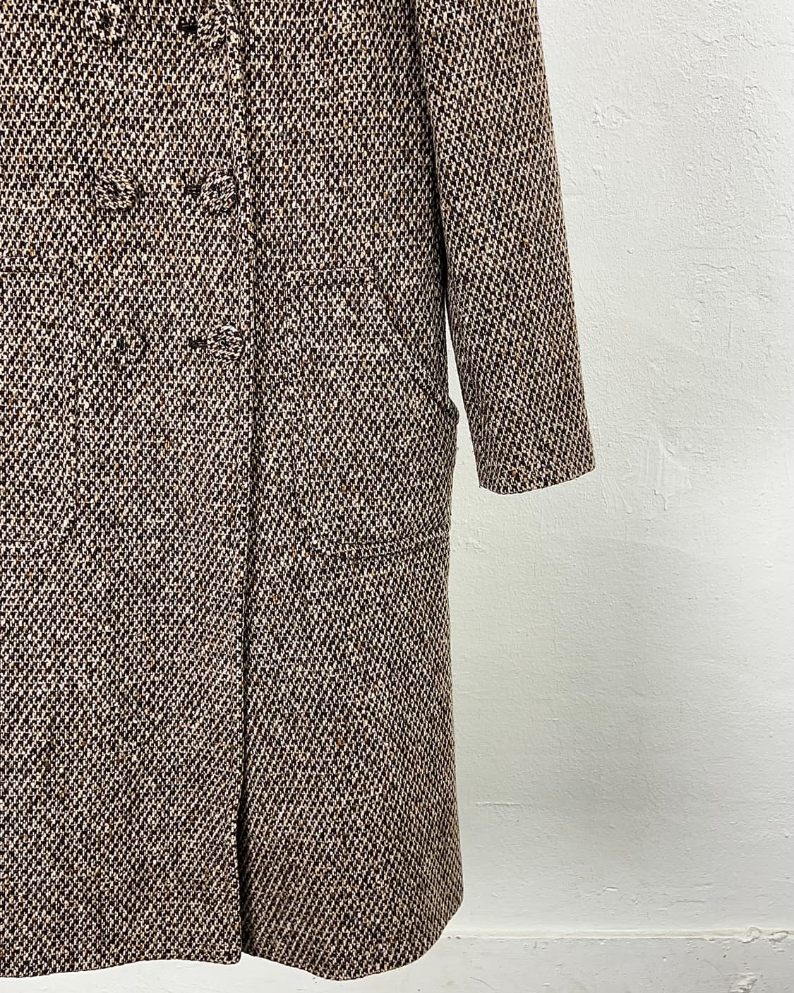 막스 마라 하운드 투스 체크 울 헤링본 롱 코트 상품이미지5