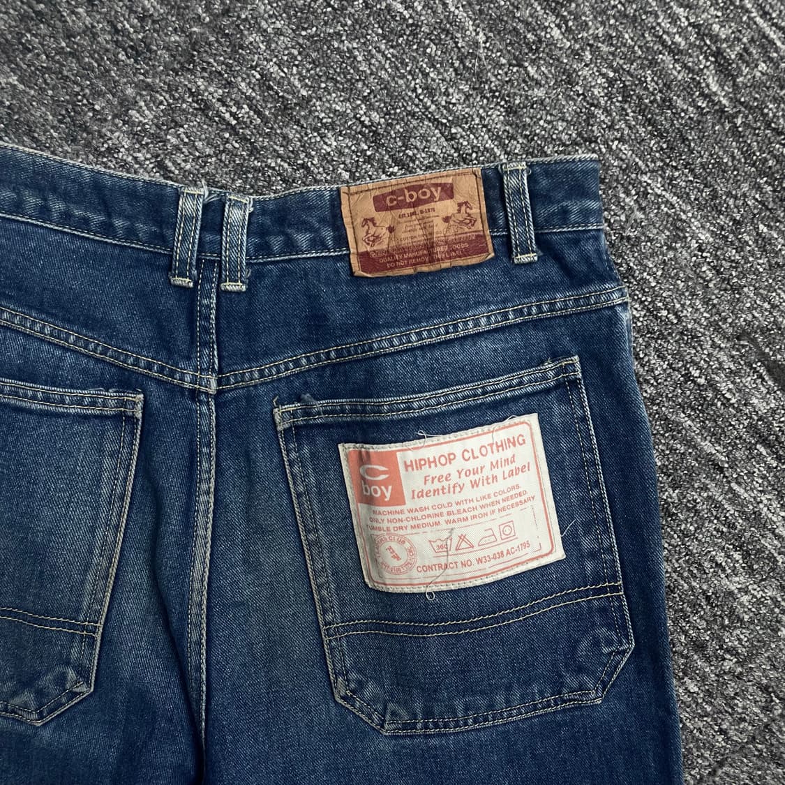 C-Boy 힙합 더블니 워싱 데님 팬츠 o 1993 상품이미지4