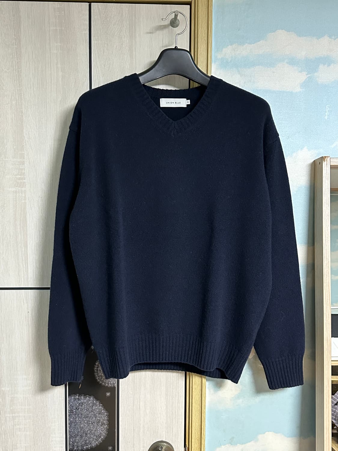 (XL) 유니온블루 울 캐시미어 브이넥 니트 다크네이비 상품이미지2