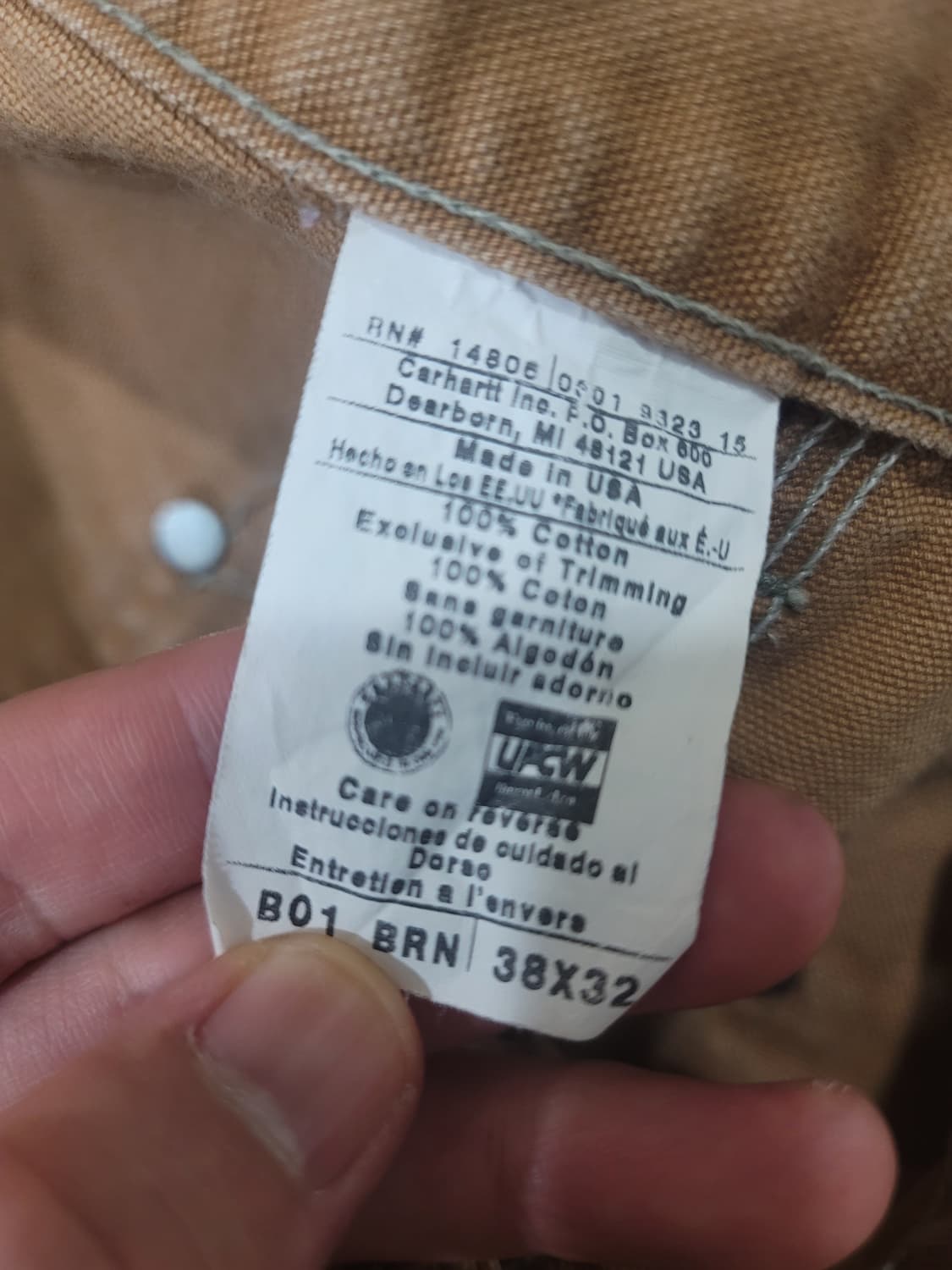 OG USA Vintage 칼하트 B01 BRN 더블니 팬츠 38X32 상품이미지6