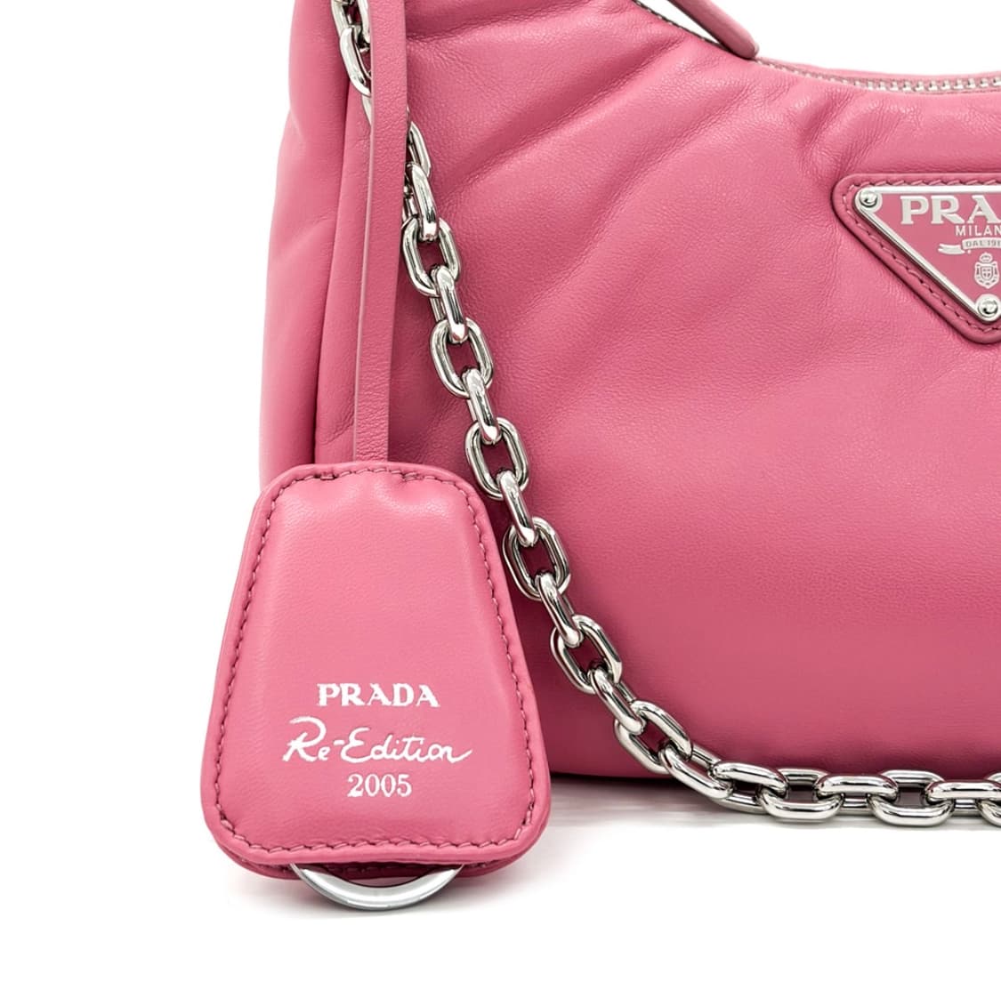 프라다 여성 패딩 나파 레더 리에디션 2005 숄더 호보백 크로스백 핑크 상품이미지6