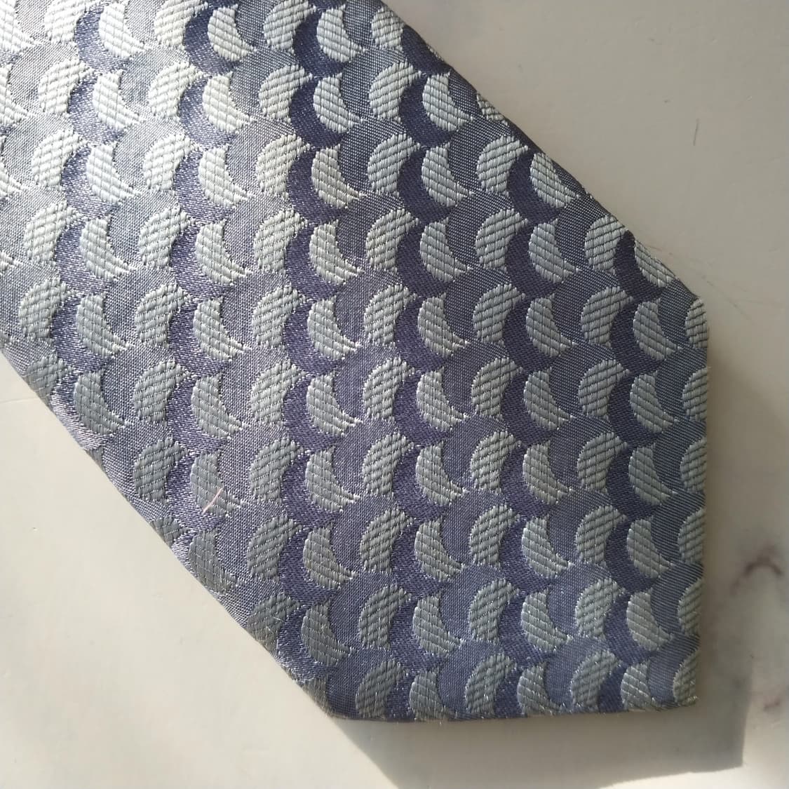 아쿠아스큐텀 실크 라이트블루 패턴 넥타이 7cm A+등급 k1744 상품이미지7