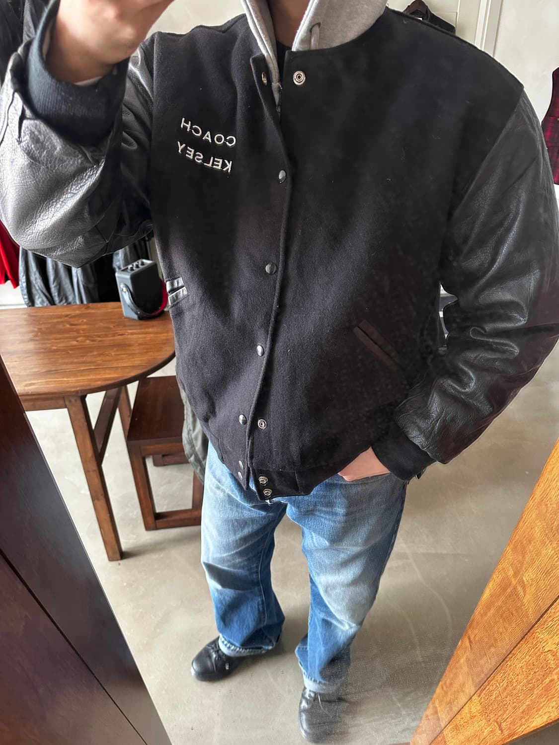 U.S.A game sportswear 레더 슬리브 바시티 자켓  상품이미지2