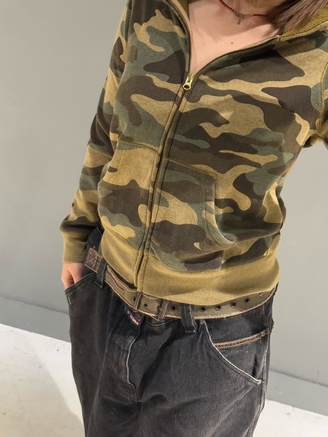 camo pattern hood zip-up 상품이미지4