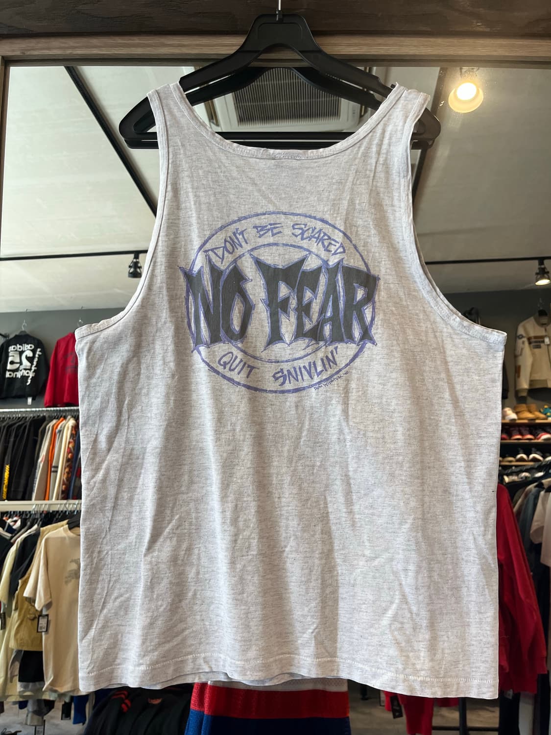 NO FEAR 그레이 멀티컬러 로고 빅프린팅 코튼 올드스쿨 슬리브리스 민 상품이미지4