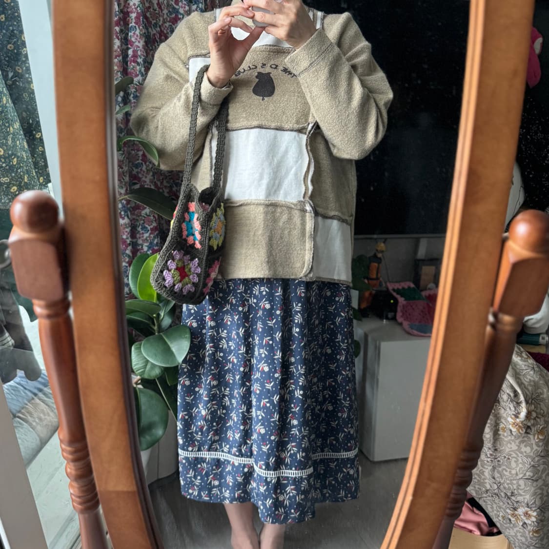 빈티지 패치워크 고양이 프린트 티셔츠 넘 귀여워요 상품이미지1