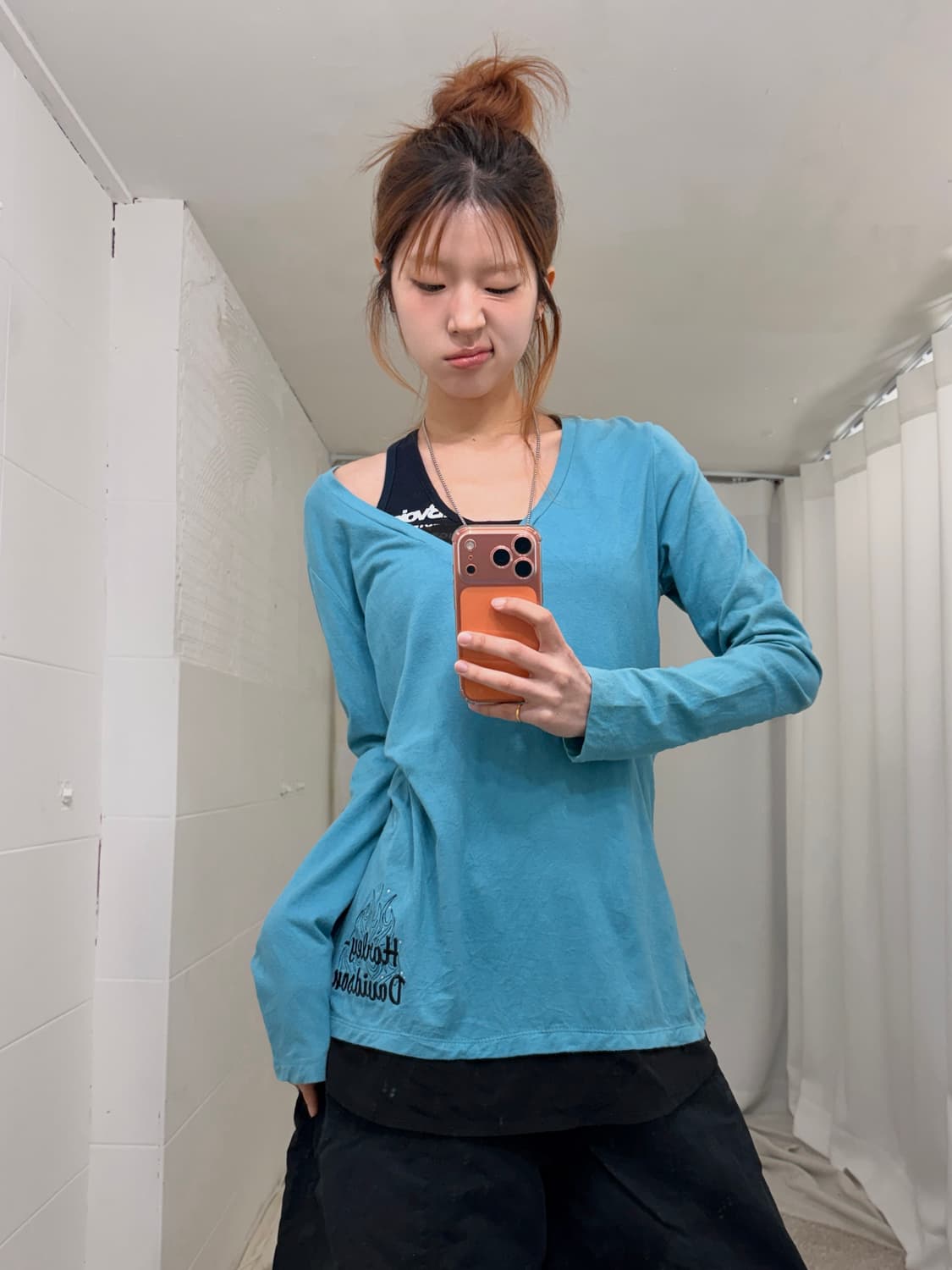 (상의 세트) 할리데이비슨 민트 레이어드 롱슬리브 + 펑크 나시 세트 상품이미지2