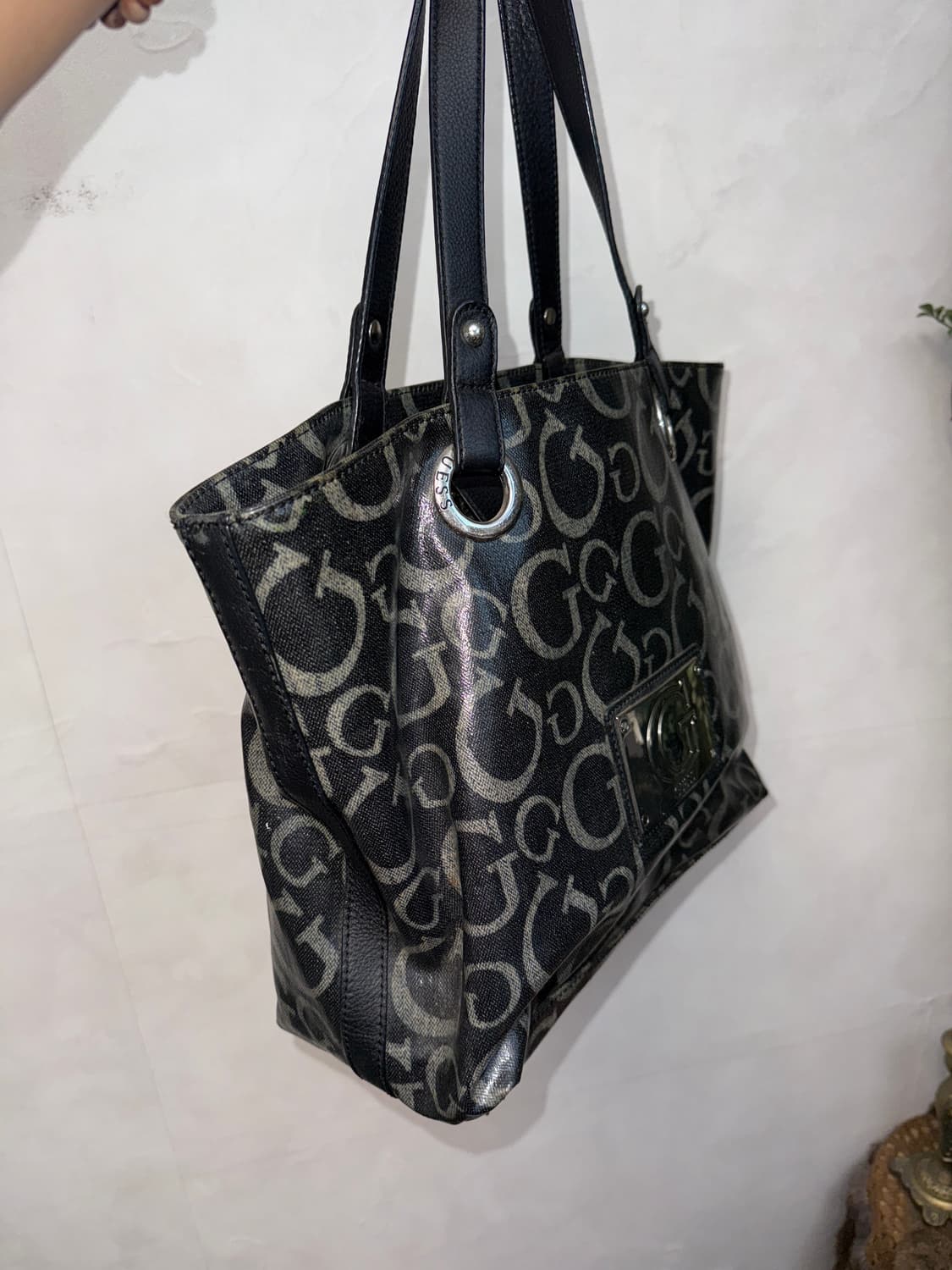 Guess black logo tote bag 상품이미지3