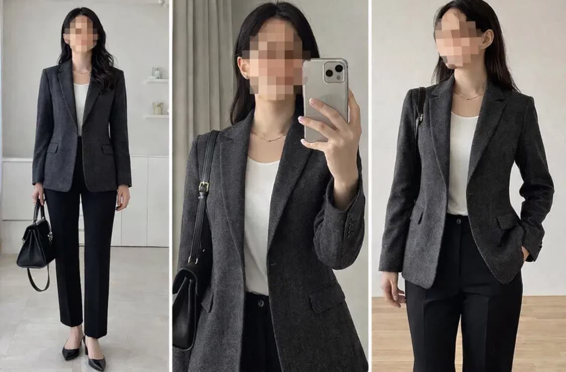 MINE 마인 울 블렌드 테일러드 자켓 / 차콜 그레이 / 클래식 슬림핏 상품이미지1